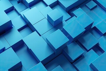 Fototapete - Abstract 3D Render, Modern Blue Background with Geometric Shapes, Graphic Designhigh Detail, 8K