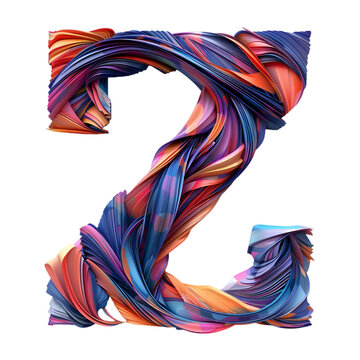 Letters Z, Alphabet Made distortion, stretching, or warping dynamic, energetic feel. isolated on a transparent background