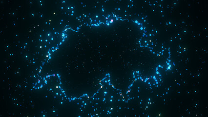 Wall Mural - futuristic digital visualization of switzerland map composed of glowing blue particles. the abstract