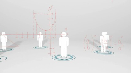 Poster - Animation of mathematical equations and graphs on white background