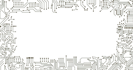 Poster - Computer Circuit Board Seamless Black and White Technology Background stock illustration