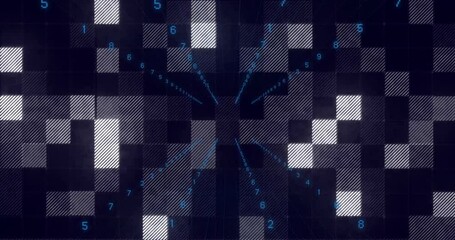 Poster - Animation of digital grid with numbers and lines creating futuristic data visualization