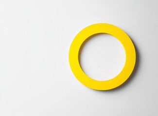 Leinwandbilder - Minimalist Yellow Circle on White Background with Copy Space Design