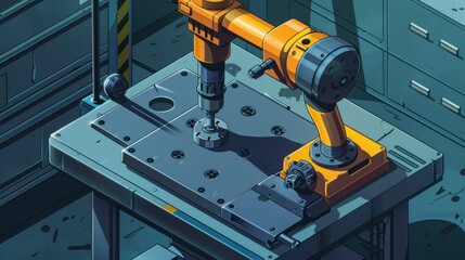 Poster - A drill press being used to create precise holes in materials.