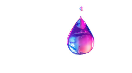 Poster - Big colorful water drop falling with transparent background