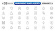© artshuvo - Warning and risk. Set of line icons in linear style. Warning exclamation mark, attention, danger, notice, stop. Alerts and Warning outline icon collection. Editable stroke outline icon.