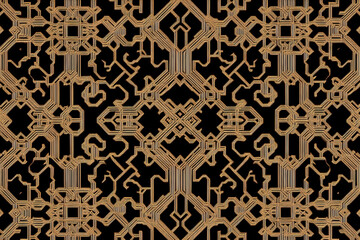 Poster - Sophisticated golden network pattern on black background image