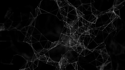 Poster - Abstract plexus futuristic network connection technology. Extensive shimmering neural network on a dark background. Beautiful black network lines and triangles motion on white background