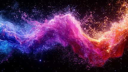 Poster - Vibrant cosmic waves of color swirl through dark space, creating a stunning visual spectacle