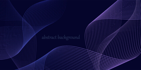 Poster - Dark abstract background with glowing wave. Shiny moving lines design element. Modern purple blue gradient flowing wave lines. Futuristic technology concept. Vector illustration