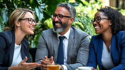Poster - Business Professionals Collaborate and Engage During Lively Meeting Generative AI