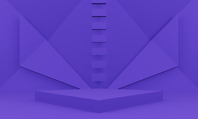 Wall Mural - 3d geometric background. purple podium