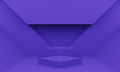 Wall Mural - 3d geometric background. purple podium