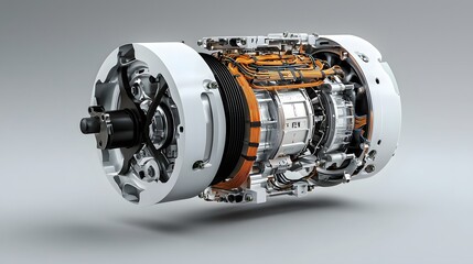 Poster - A 3D rendered cutaway showcasing the intricate inner workings of an electric motor including the rotor stator and wiring