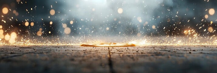 Aufkleber - Molten gold cascading with fiery sparks in the intense heat of an industrial metal refinery process
