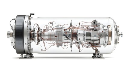Fototapete - Transparent conceptual of an electric motor converting kinetic energy from movement into electrical power