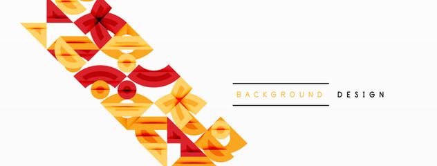Aufkleber - Abstract geometric background with shapes, featuring circular and rounded elements. Bold contrast, smooth gradients, dynamic composition, futuristic style