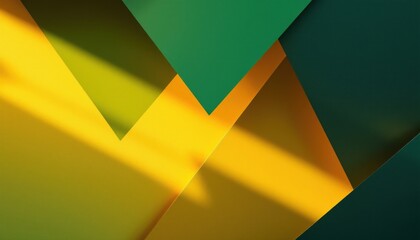 Poster - colorful abstract composition with yellow and green geometric shapes