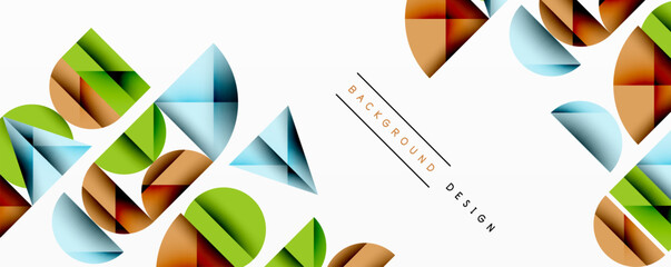 Wall Mural - Minimal geometric abstract background. Circle square and triangle design