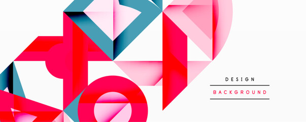 Poster - Minimal geometric abstract background. Circle square and triangle design