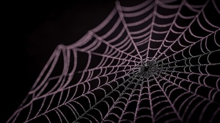 Dew Covered Spiderweb  Halloween  Nature Macro  Dark Background  High Resolution