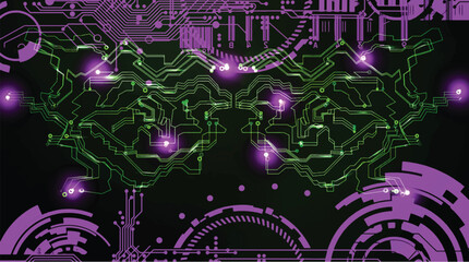 Wall Mural - Abstract futuristic cyber technology background. Sci-fi circuit design. Blueprint on old grungy surface. Futuristic technology design. Cyber punk backdrop	