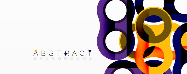 Poster - Abstract circle element composition with overlapping circular and tubular shapes featuring smooth gradients, transparency effects, and dynamic layering