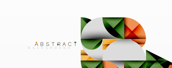 Poster - Modern abstract composition with layered circles and angular segments featuring gradients, transparency effects, and a structured geometric layout