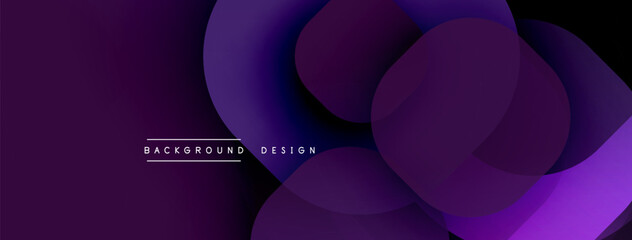 Poster - Circular abstract design with overlapping translucent circles and round shapes, blending gradients and smooth curves, creating depth, contrast, and a dynamic visual effect