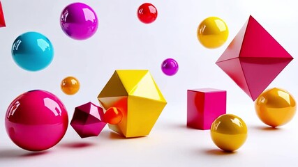 Poster - geometric harmony: a dynamic array of colorful geometric shapes, showcasing a spectrum of hues, form