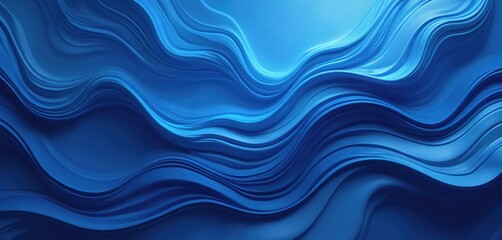 Poster - Abstract blue background. Wavy smooth lines flow with gradient effect. Artistic modern design for presentations, websites, banners, posters. Blue wave shapes for digital art, decoration, creative