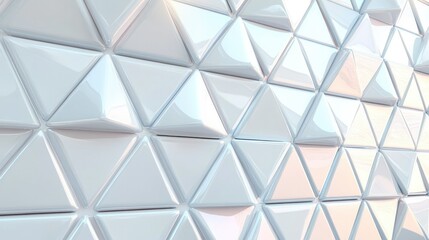 Poster - A contemporary semigloss wall with glossy triangular tiles, ideal for luxury product displays or interior design inspiration with a chic, minimalist feel