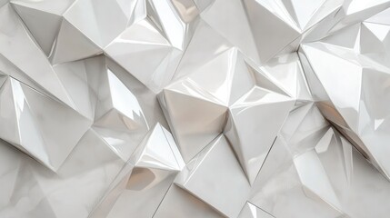 Poster - A contemporary semigloss wall with glossy triangular tiles, ideal for luxury product displays or interior design inspiration with a chic, minimalist feel