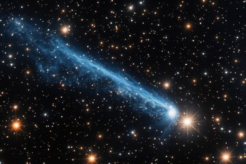 Wall Mural - brilliant comet streaking through starlit cosmos luminous tail of cosmic debris ethereal bluewhite g