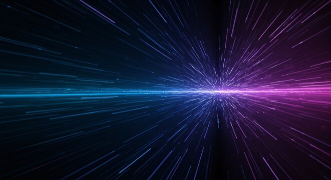 Abstract Digital Art Glowing Lines Converging in a Cosmic Burst