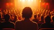 © acilll - Audience Silhouettes in a Theater, Warm Golden Lights