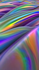 Wall Mural - Iridescent Liquid Waves Abstract Background. Colorful Fluid Texture Flowing Motion. Dynamic Holographic Surface for Visual Effects and Design.
