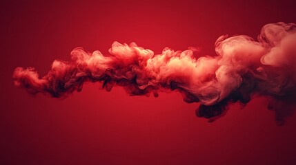 Poster - Abstract Smoky Red Cloud Swirl Against Deep Carmine Crimson Background
