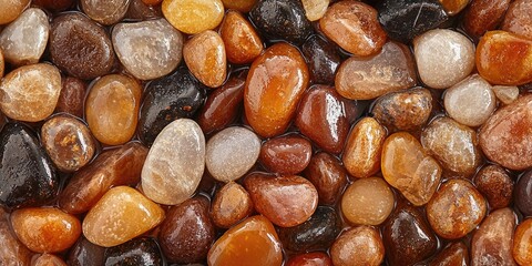 Fototapete - wet pebbles featuring smooth surfaces and natural colors, ideal for tranquil, serene designs.