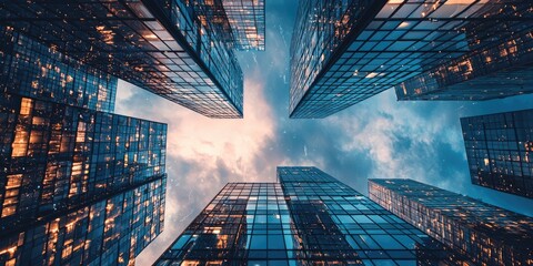 Fototapete - A detailed view of a cutting-edge building with robotic integration, smart technology, and sleek, high-tech urban appearance.