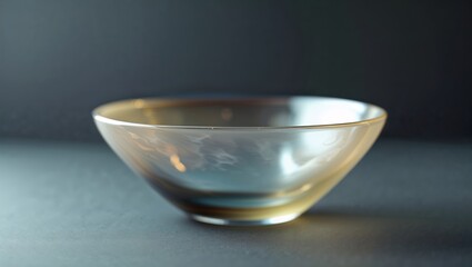 Poster - Elegant glass bowl on a dark surface with soft lighting highlighting its features