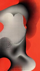 Poster - Abstract Halftone Forms in Red and Black