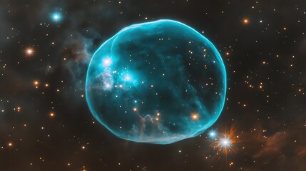 Wall Mural - a beautiful cosmic nebula of vibrant blue color in space