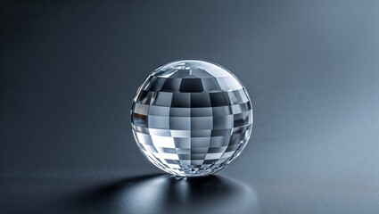 Poster - crystal sphere sitting on a dark surface with reflected light creating a captivating visual effect