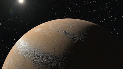 Wall Mural - a distant planet with a rocky surface under starry skies