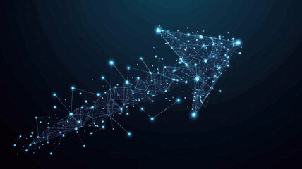 Poster - Abstract Polygonal Space Low Poly Arrow with Connecting Dots and Lines - Futuristic Business Wireframe Design, Minimalist Vector Illustration