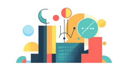 Poster - Abstract Geometric Optimization Concept in Urban Landscape Vector Illustration with Technological and Analytical Elements