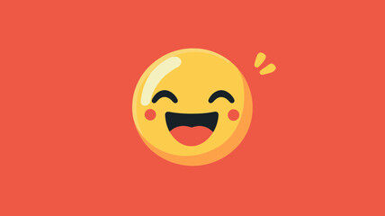 Poster - Happy Laughing Emoji Vector Icon on Red Background - Expressing Joy, Fun, and Happiness