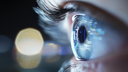Poster - Analysts Focused on Cyber Security Scanning Multiple Data Points with High-Tech Visuals in Close-Up Eye