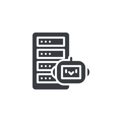 Poster - robot and data server vector icon